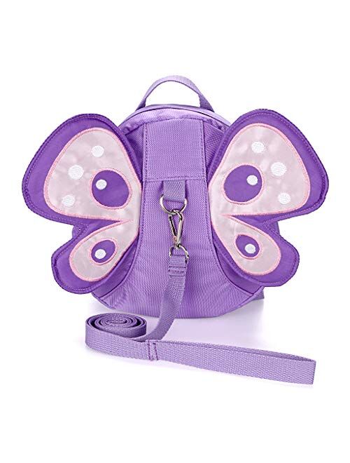 Hipiwe Baby Anti-Lost Backpack Butterfly Walking Safety Belt Harness Toddler Reins Strap with Leash (Purple)