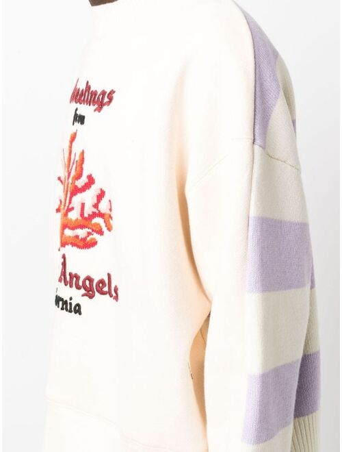 Palm Angels Coral mix knit sweatshirt