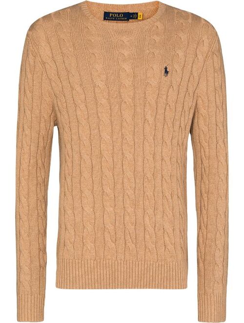 Polo Ralph Lauren logo-embroidered cable-knit jumper