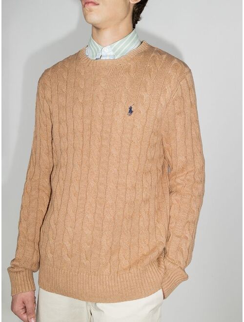 Polo Ralph Lauren logo-embroidered cable-knit jumper