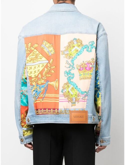 Versace patterned-patchwork denim jacket