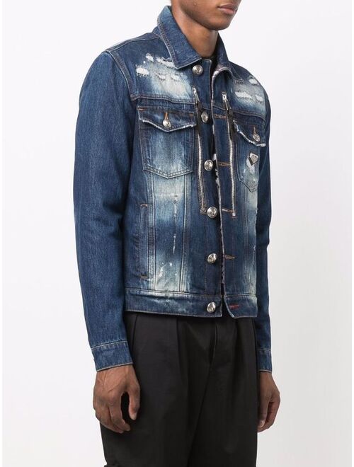 Philipp Plein distressed-effect denim jacket