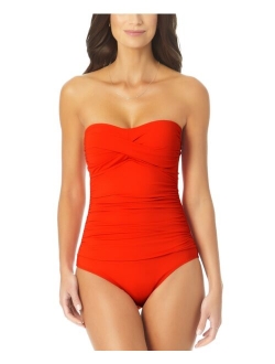 Twist-Front Ruched One-Piece Swimsuit