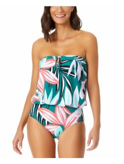 Women's Zesty Tropical Blouson One-Piece Keyhole Swimsuit