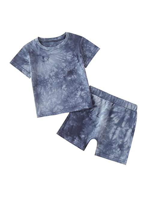 Suranne Baby Toddler Boy Outfits Tie Dye Sleeveless Top + Shorts Summer Set 2Pcs