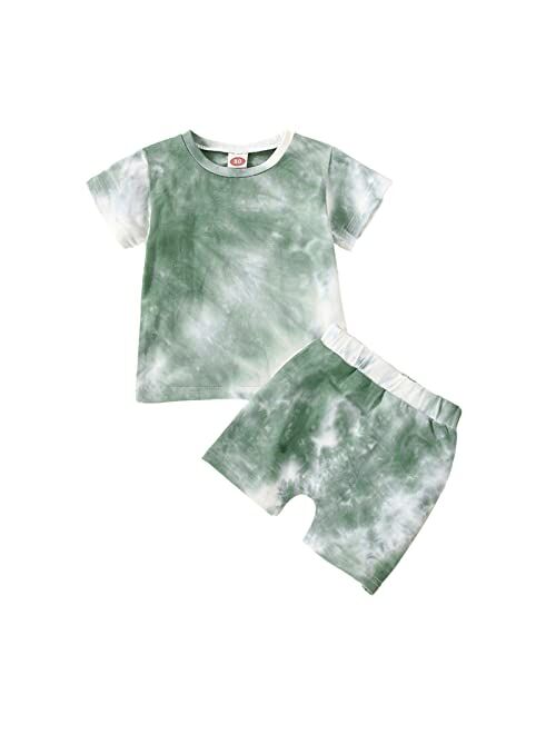 Suranne Baby Toddler Boy Outfits Tie Dye Sleeveless Top + Shorts Summer Set 2Pcs