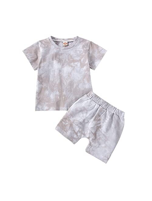 Suranne Baby Toddler Boy Outfits Tie Dye Sleeveless Top + Shorts Summer Set 2Pcs