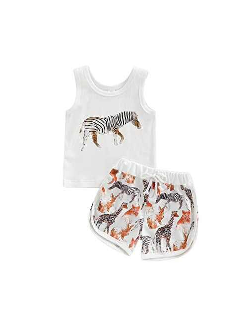 Ledy Champswiin Toddler Boy Clothes Unisex Baby Summer Outfit Dinosaur Letter Print Cotton Tops+Grey Elastic Shorts 2pcs