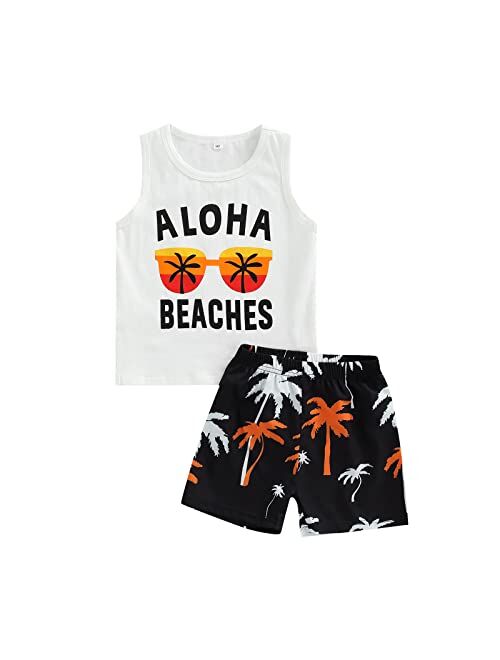 Madjtlqy Toddler Baby Boy 2pcs Sleeveless Outfit Summer Shorts Set Tank Top Pocket Short Pants Clothes