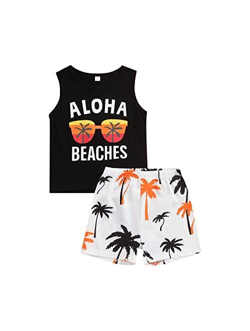 Madjtlqy Toddler Baby Boy 2pcs Sleeveless Outfit Summer Shorts Set Tank Top Pocket Short Pants Clothes