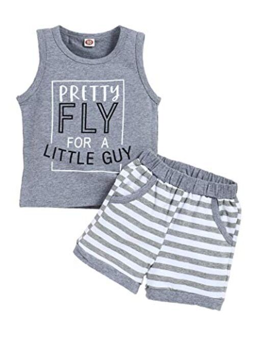 Crazyme Toddler Baby Boy Clothes Outfits Sleeveless Tops Striped Shorts Summer Baby Boys Clothes Set