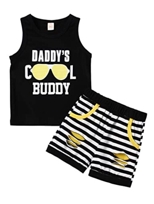 Crazyme Toddler Baby Boy Clothes Outfits Sleeveless Tops Striped Shorts Summer Baby Boys Clothes Set