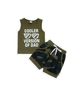 Sinhoon Baby Boy Shorts Clothes Toddler Cooler Version of Dad Print Vest Tops Camouflage Pants Summer Outfit 2Pcs Set