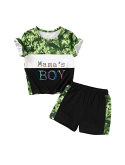 Younger Tree Toddler Baby Boy Summer Outfits Dinosaur Camouflage Shirt Top Short Pants Cotton Splicing Clothes Sets