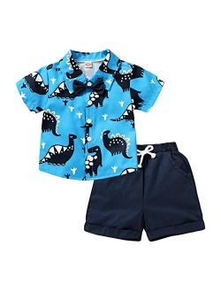 Younger Tree Toddler Baby Boy Summer Outfits Dinosaur Camouflage Shirt Top Short Pants Cotton Splicing Clothes Sets