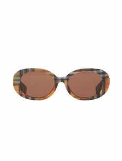 Kids Vintage-Check oval-frame sunglasses