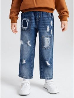 Toddler Boys Ripped Straight Leg Jeans