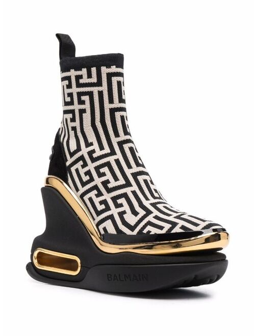 Balmain B Bold wedge sock-style boots