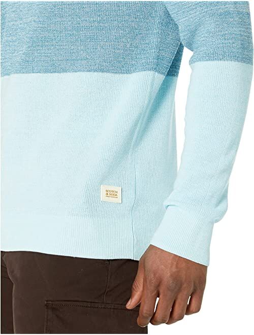 Scotch & Soda Striped Structured Knit Crew Neck Pullover in Organic Cotton