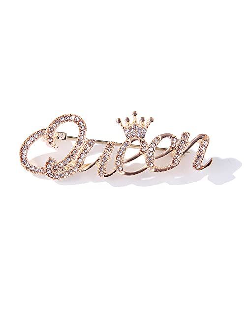 ROFARSO Queen Crown Brooch Pins for Women Girls Party Fashion Feminist Rhinestone Crystal Lapel Pin Accessories