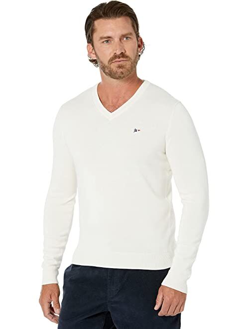 Faconnable Nacre V-Neck Flag Organic Cotton Sweater 12GG