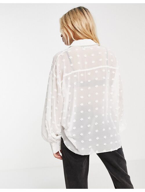 ASOS DESIGN oversized shirt in white textured