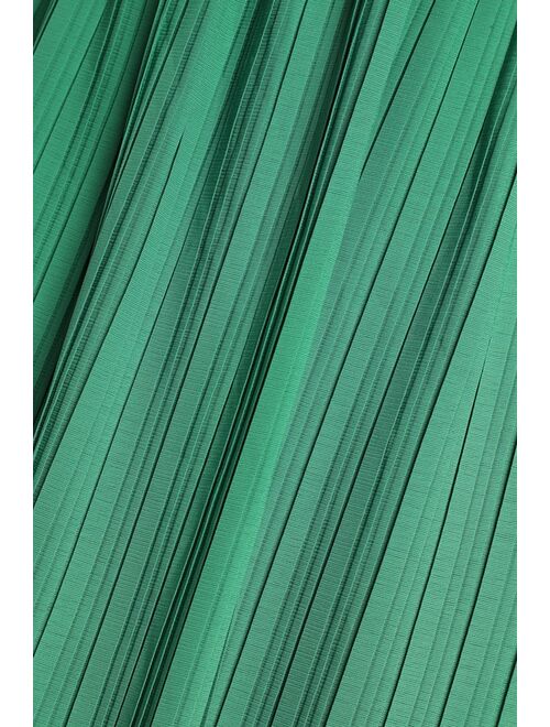 Lulus Amalfi Coast Green Pleated Flutter Sleeve Mini Dress