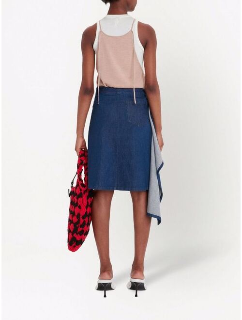 JW Anderson chain-detail draped denim skirt