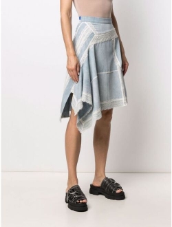 Koche asymmetric lace-trim denim skirt