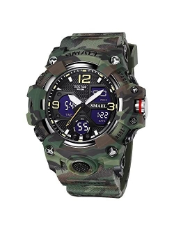 SMAEL Men's Watches Military Outdoor Waterproof Sports Wrist Watch Date Multi Function LED Alarm Stopwatch, Digital Watches for Mens