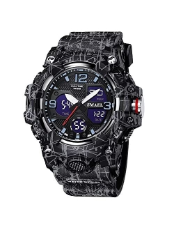 SMAEL Men's Watches Military Outdoor Waterproof Sports Wrist Watch Date Multi Function LED Alarm Stopwatch, Digital Watches for Mens