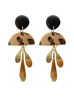 YANCHUN Polymer Clay Earrings for Women Cheetah Geometric Earrings Drop Dangle Earrings for Girls Birhtday Party gifts