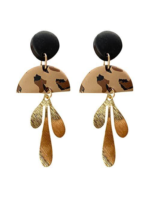 YANCHUN Polymer Clay Earrings for Women Cheetah Geometric Earrings Drop Dangle Earrings for Girls Birhtday Party gifts