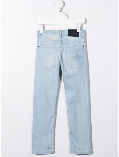 BOSS Kidswear double-washed straight-leg jeans