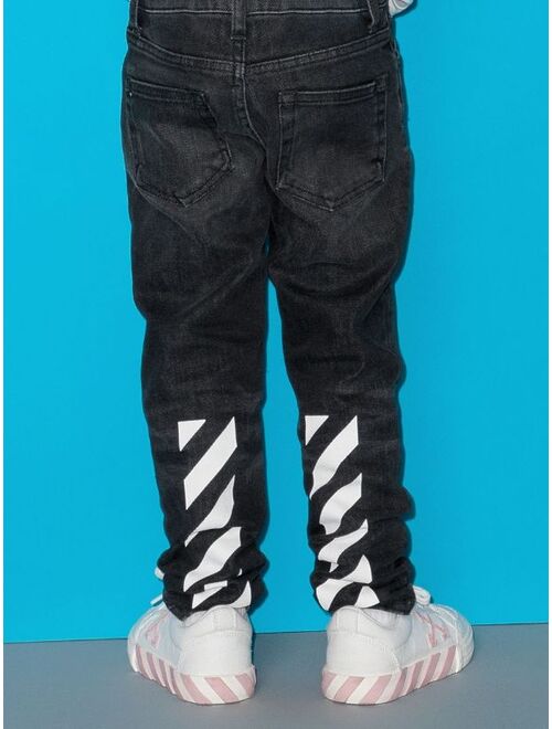 Off-White Kids Slim-Diag logo-print jeans