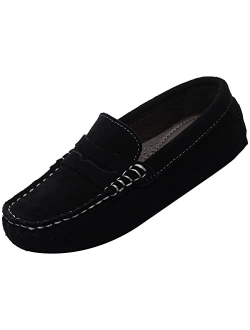 rismart Kids Penny Loafers for Boys Girls Slip on School Casual Flat Boat Shoes