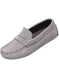 rismart Kids Penny Loafers for Boys Girls Slip on School Casual Flat Boat Shoes