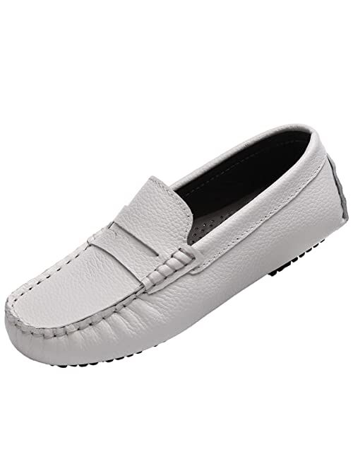 rismart Kids Penny Loafers for Boys Girls Slip on School Casual Flat Boat Shoes