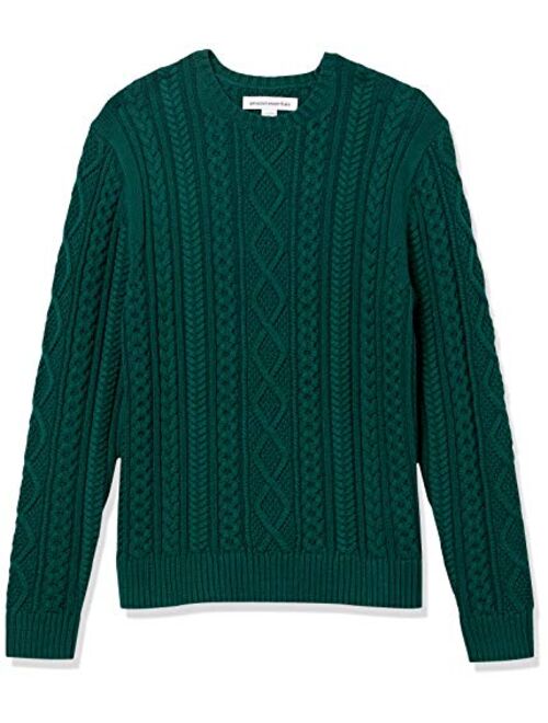 Amazon Essentials Men's Long-Sleeve 100% Cotton Fisherman Cable Crewneck Sweater