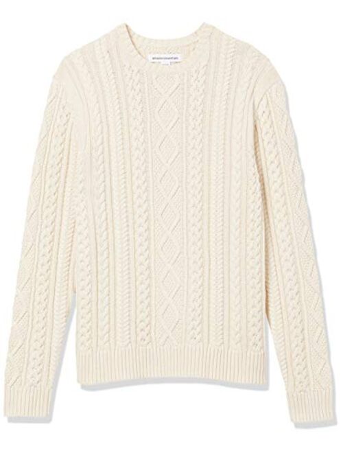 Amazon Essentials Men's Long-Sleeve 100% Cotton Fisherman Cable Crewneck Sweater