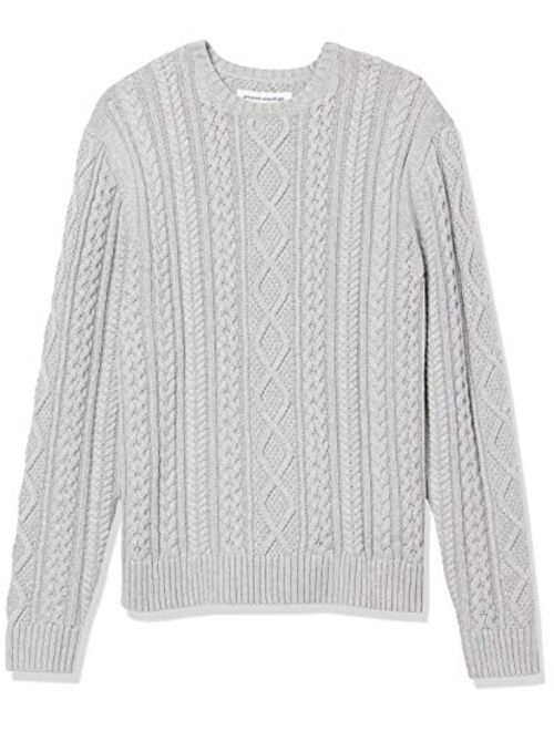 Amazon Essentials Men's Long-Sleeve 100% Cotton Fisherman Cable Crewneck Sweater