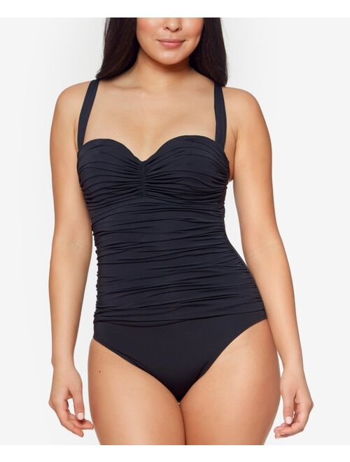 BLEU BY ROD BEATTIE Kore Shirred Bandeau One-Piece Swimsuit