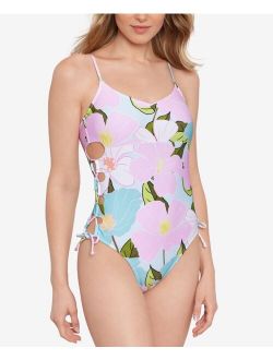 SALT + COVE Women's Lovely Lilies Lace-Up Swimsuit, Created for Macy's