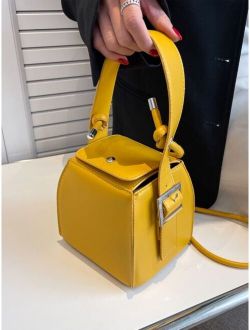 Mini Buckle Detail Snap Button Bucket Bag
