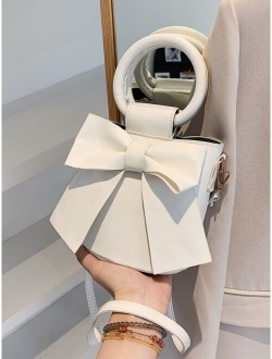 Mini Bow Decor Top Ring Bucket Bag