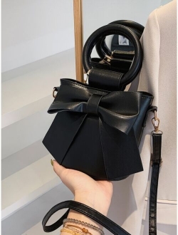 Mini Bow Decor Top Ring Bucket Bag