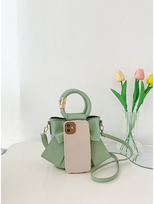 Shein Mini Bow Decor Top Ring Bucket Bag