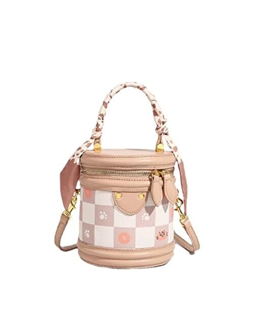 DaHeng Mini Women Retro Bucket Bag Vintage Handbag Cylinder Crossbody