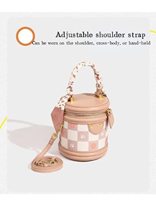 DaHeng Mini Women Retro Bucket Bag Vintage Handbag Cylinder Crossbody