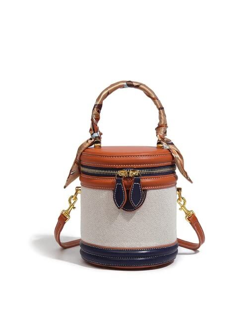 DaHeng Mini Women Retro Bucket Bag Vintage Handbag Cylinder Crossbody